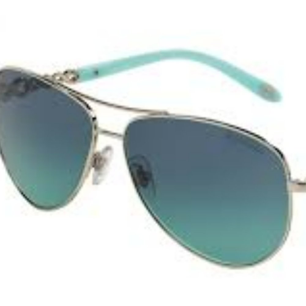 Tiffany & Co. Sunglasses Silver Frame, Tiffany Blue Gradient Lenses, 58MM